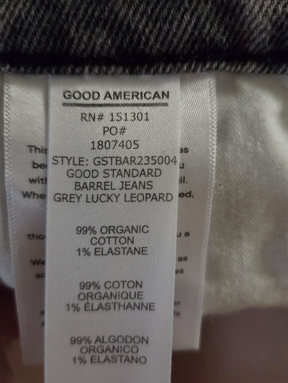 Good American Good Standard Barrel Jeans In Grey Lucky Leopard Size 28 - Picture 9 of 12